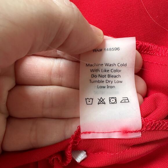 NEW Rodarte x Universal Standard Ruched Tie Sleeve Asymmetric Ruffle Dress Red - Picture 8 of 12